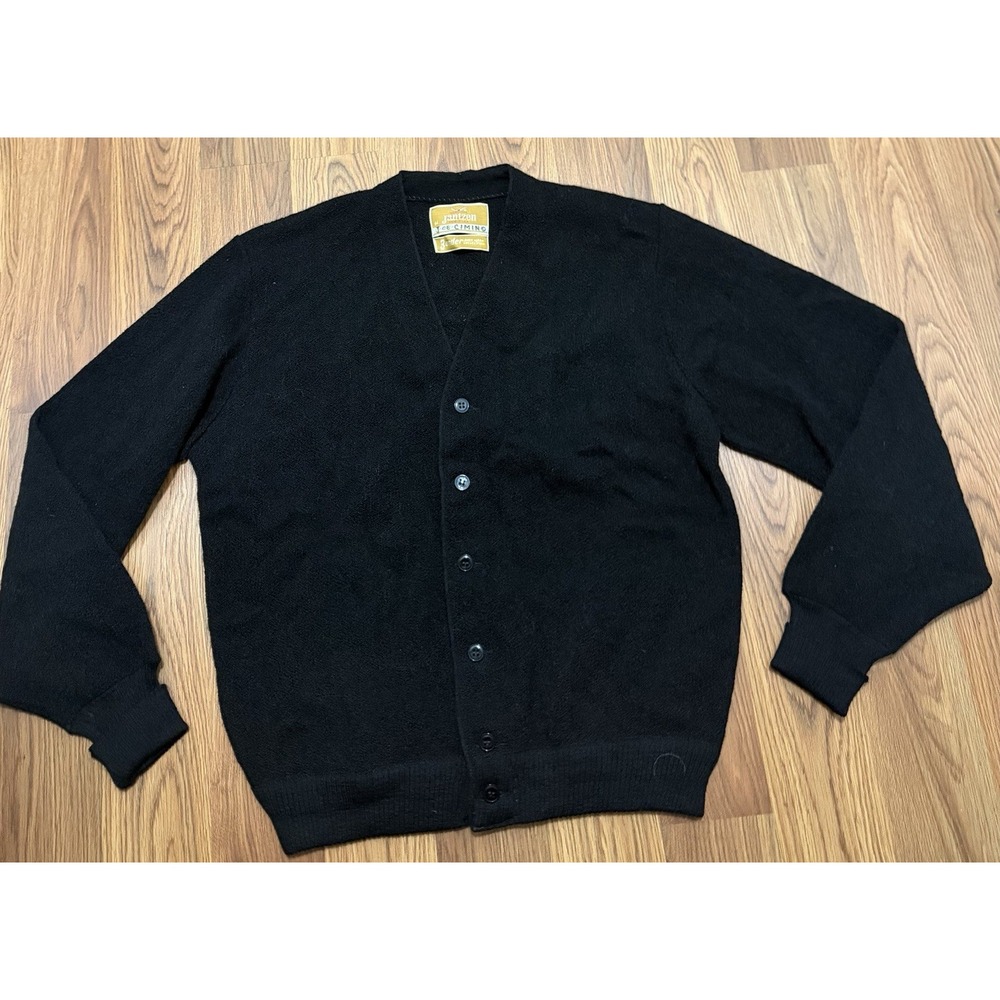 Vintage Jantzen Cardigan Sweater Mens Medium 3 Under Dave Marr Golf Black